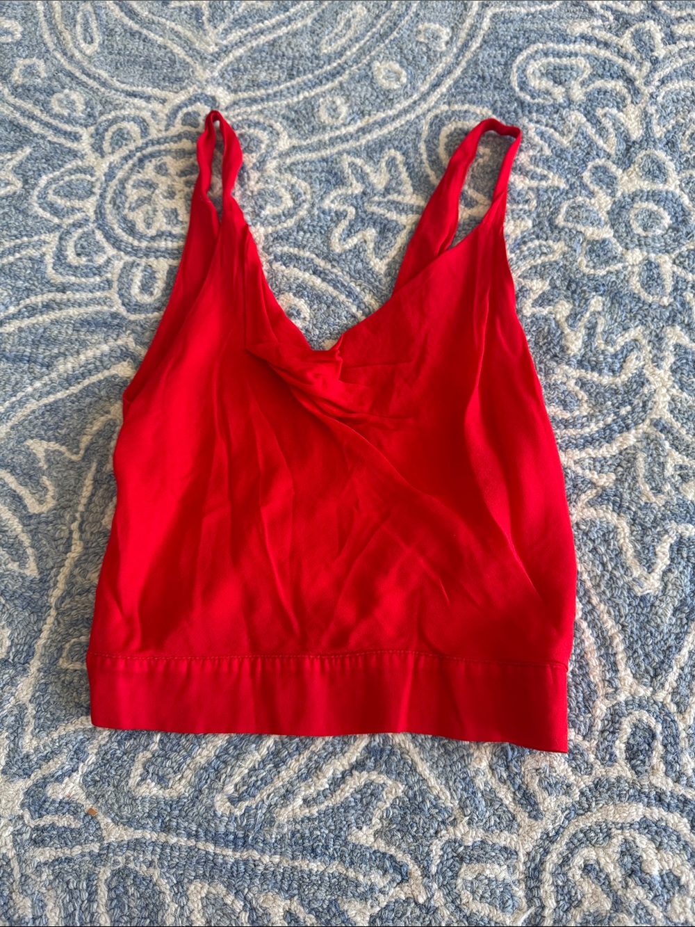 Women's Red V-Neck Cropped Cami Top